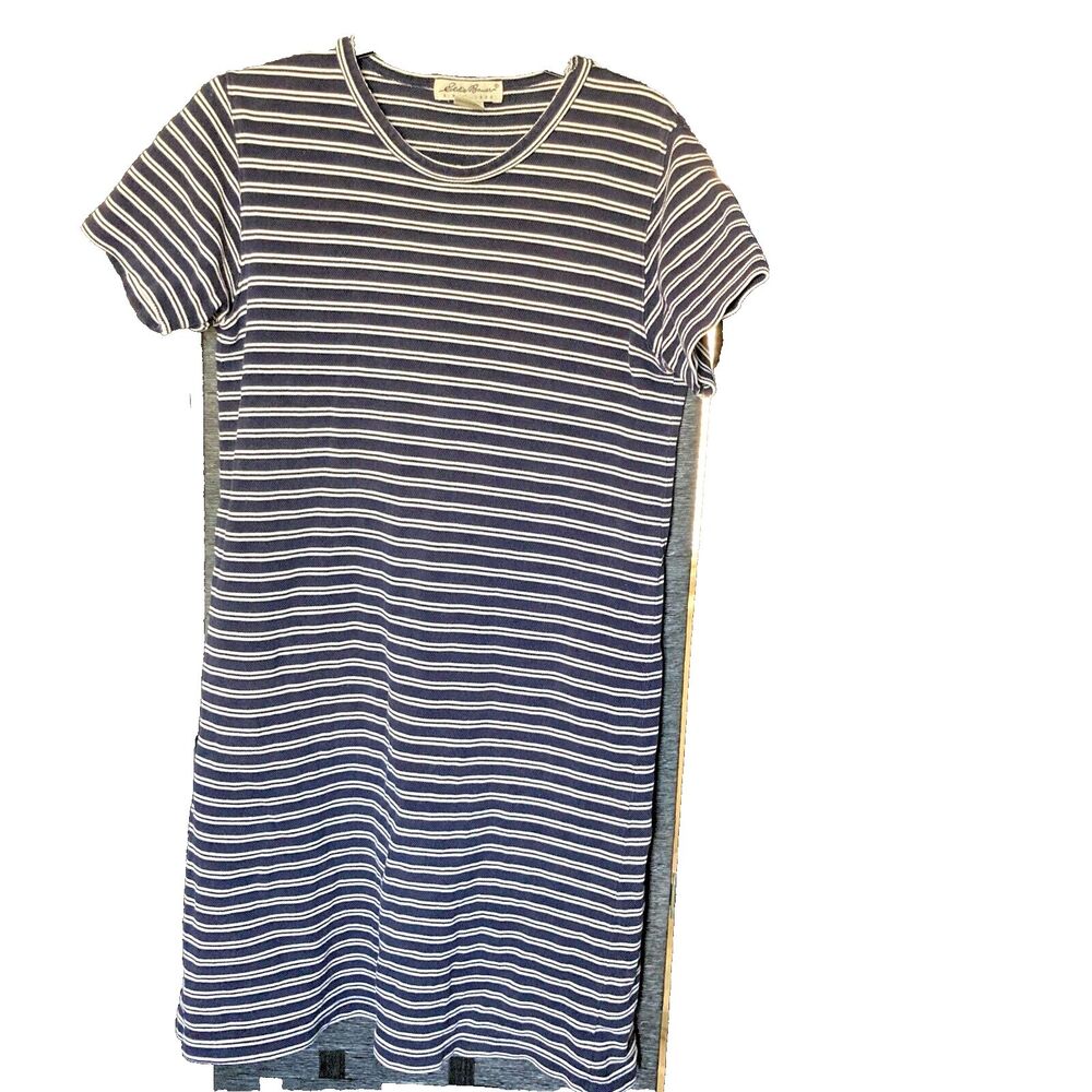 Eddie Bauer Blue White Stripe T Shirt Dress Size Small